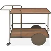 Wine Cart in Walnut Finish Wood & Metal